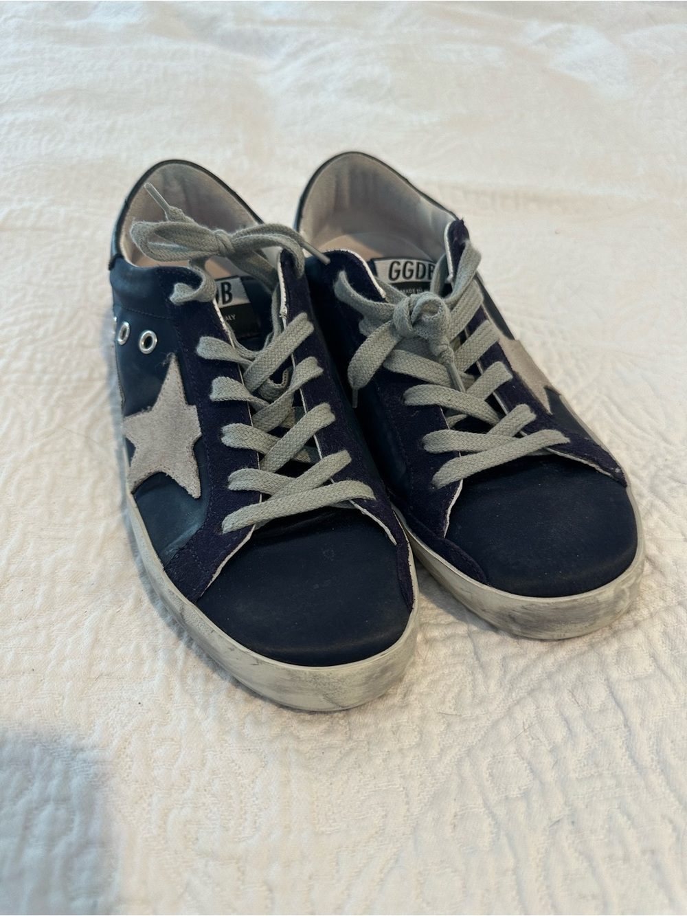 Golden Goose Navy Blue Satin Ice Star Low-Top Sneakers